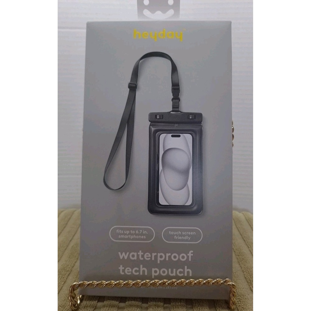 NIB Heyday Waterproof Tech Pouch Black With Lanyard Fits Up To 6.7" Smartphones